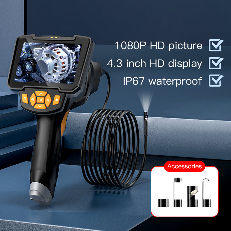 Endoscope with Dual/Single Lens – 1080P HD, 4.3" IPS Screen & Accessories