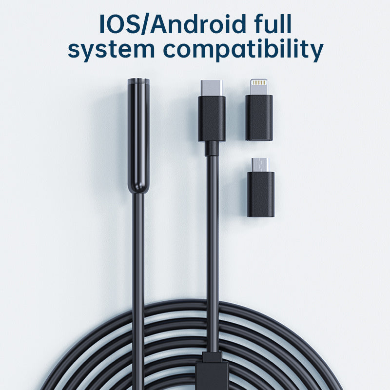2MP USB Endoscope for iPhone/Android, IP67 Waterproof Inspection Camera with 8 LEDs, 2-10cm Focus