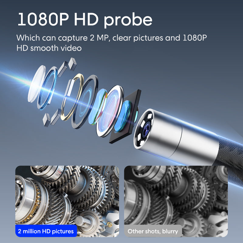 Industrial Borescope w/ Detachable 5-inch HD 720° Articulation – Tungsten-Reinforced 6mm Probe w/ Real-Time Thermal Alerts