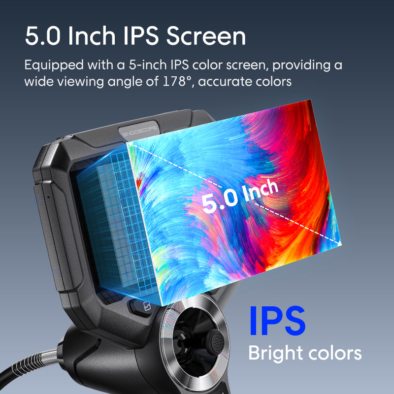 Industrial Borescope w/ Detachable 5-inch HD 720° Articulation – Tungsten-Reinforced 6mm Probe w/ Real-Time Thermal Alerts