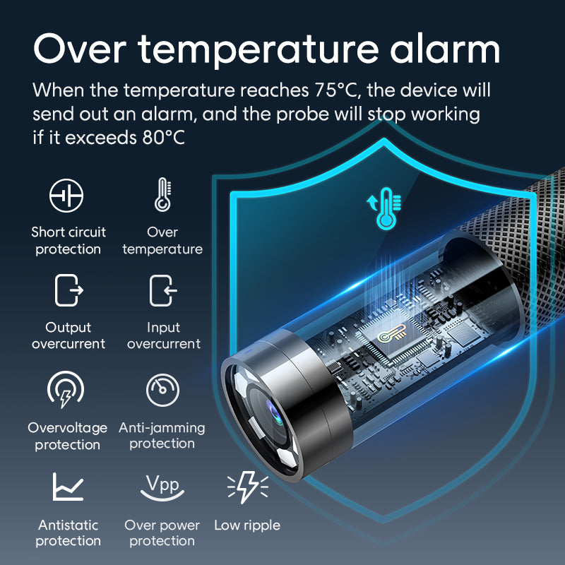 Industrial Borescope w/ Detachable 5-inch HD 720° Articulation – Tungsten-Reinforced 6mm Probe w/ Real-Time Thermal Alerts