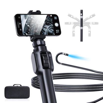 Two-Ways 360 Steering Inspection Borescope 2MP 8LED Lights Waterproof Articulating Semirigid Full HD Portable Endoscope Camera