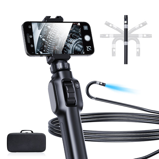 Two-Ways 360 Steering Inspection Borescope 2MP 8LED Lights Waterproof Articulating Semirigid Full HD Portable Endoscope Camera
