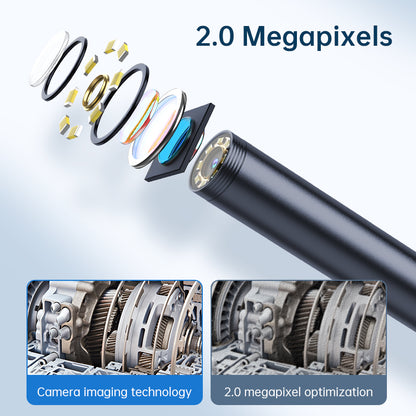 2MP USB Endoscope for iPhone/Android, IP67 Waterproof Inspection Camera with 8 LEDs, 2-10cm Focus