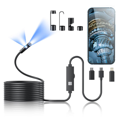 2MP USB Endoscope for iPhone/Android, IP67 Waterproof Inspection Camera with 8 LEDs, 2-10cm Focus